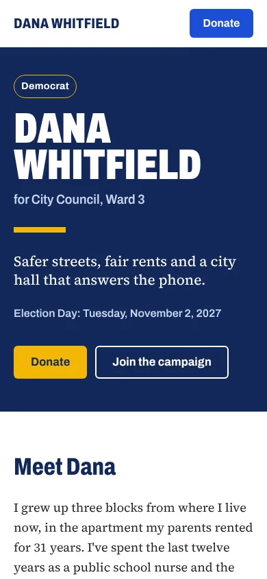 The same site on a phone